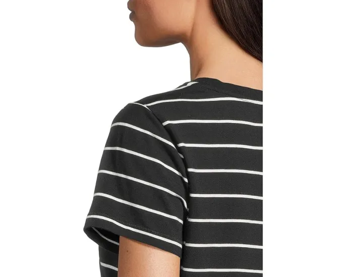 Мягкая футболка L.L.Bean из стрейч-супимы с круглым вырезом и коротким рукавом в полоску