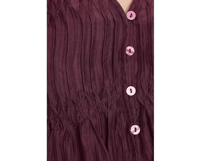 Топ с V-образным вырезом Pintuck Puff Sleeve от Vince Camuto