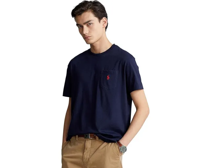 Классическая футболка Polo Ralph Lauren с карманом и вышитым пони