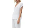 Футболка Draya Double Gauze V-Neck Tee Michael Stars с белым цветом