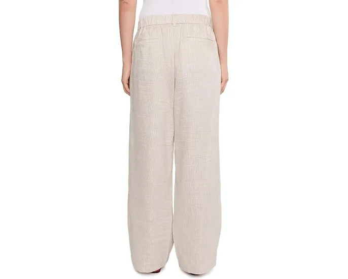 Striped Organic Linen Sheen High Waisted Full Length Trousers