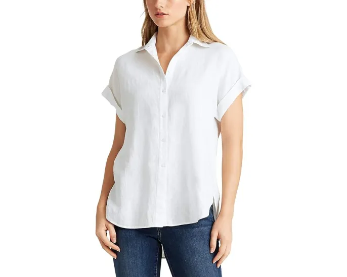 Рубашка из льна с короткими рукавами Lauren Ralph Lauren Petite