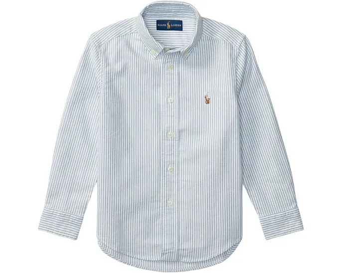 Рубашка Polo Ralph Lauren Kids из хлопкового оксфорда в полоску для маленьких детей