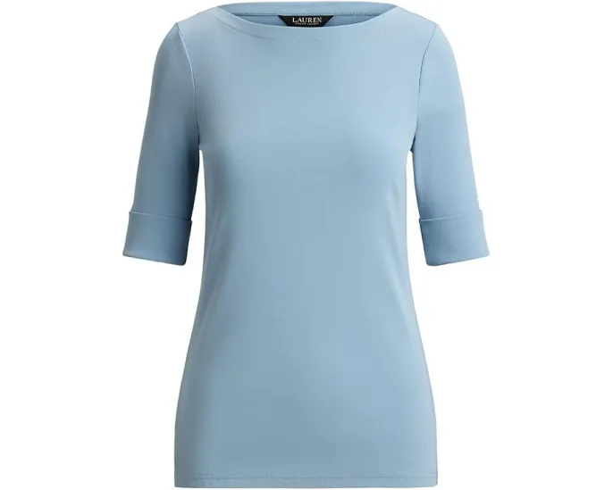 Топ Lauren Ralph Lauren из хлопка с эластаном с лодочкой