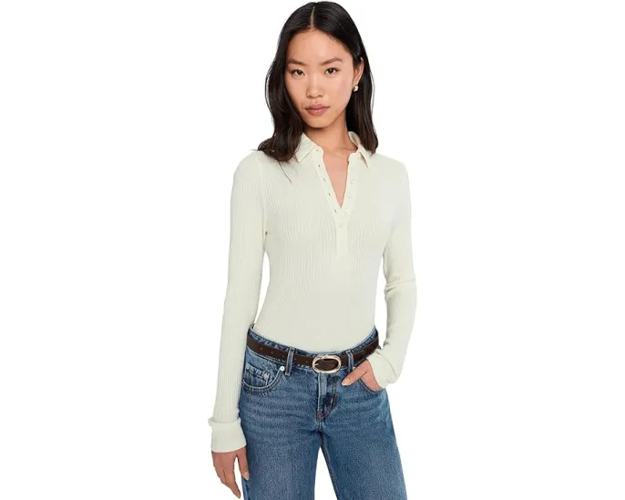 Топ PAIGE Eden из мягкого ребристого трикотажа с планкой на пуговицах