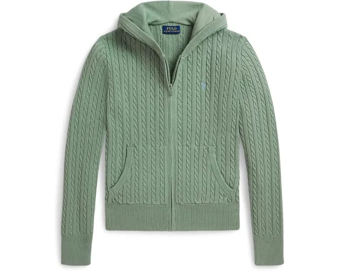 Детская хлопковая кофта Polo Ralph Lauren с капюшоном и мелким косами