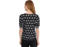 Elbow Sleeve Shirred Crew Neck Knit Top
