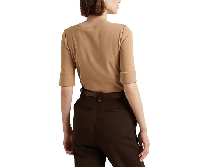 Футболка с лодочкой из стрейч-хлопка Lauren Ralph Lauren