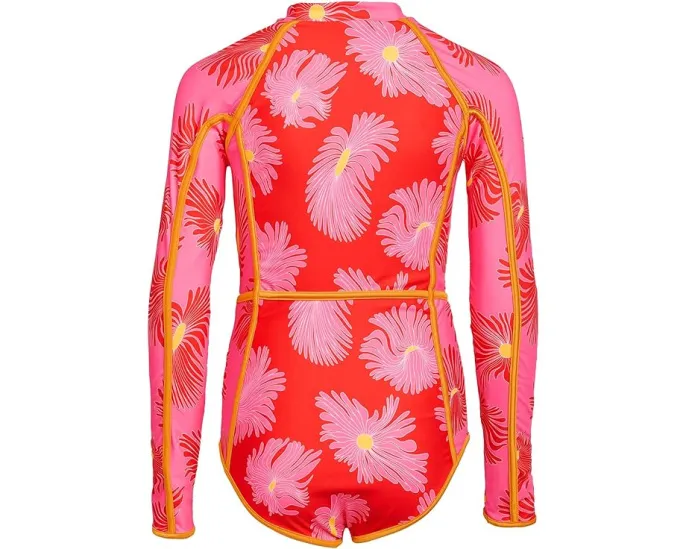 Обратный детский цельный купальник Maaji Kids Water Blossom Moorea с длинными рукавами и V-образным вырезом