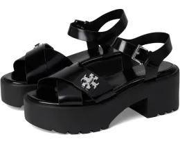 Tory Burch Сандалии T Lock Lug на каблуке 50 мм с перекрестными ремешками