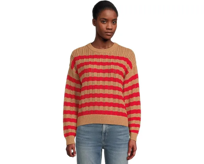 Свитер с полосатой вязкой из экологичного хлопкового микса