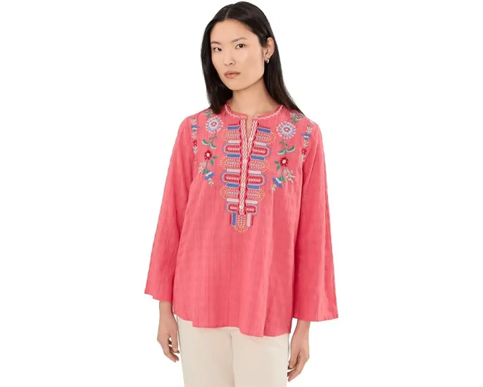 Туника Vintage Henley с длинным рукавом Johnny Was Roseton