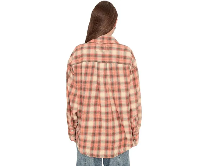 Рубашка Free People Ashley в клетку из фланели оверсайз