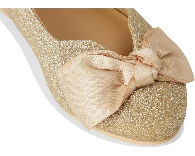 Золотистые балетки Janie and Jack с бантом и миндалевидным носком
