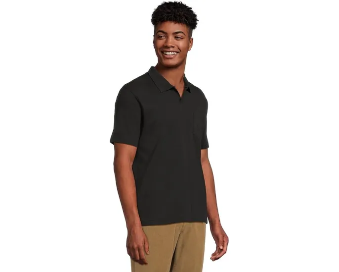 Vince поло Short Sleeve Johnny Collar с воротником-стойкой и сетчатой структурой