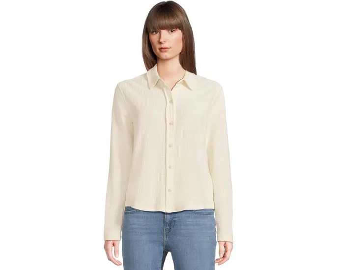 Кардиган Lilla P Collared Button Down с воротником и ажурной вязкой