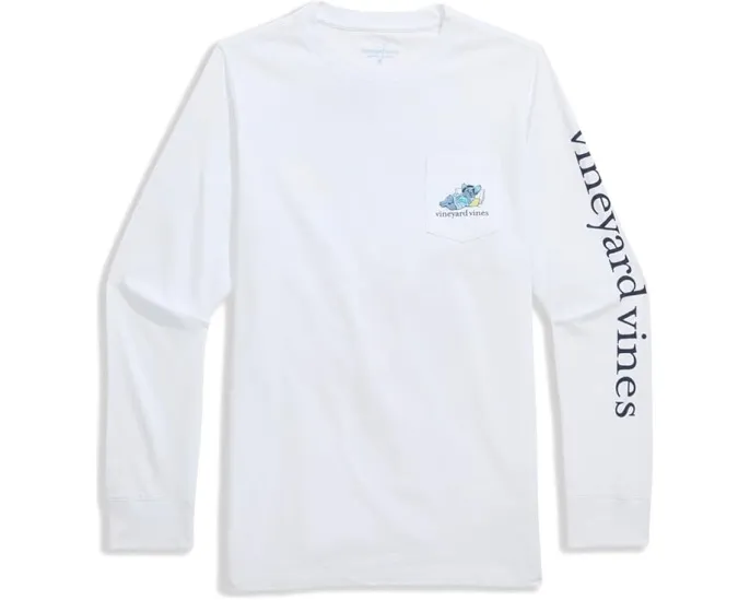 Длинная футболка Vineyard Vines Kids Top Dog с карманом для малышей, детей младшего и старшего возраста