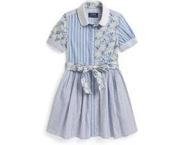 Платье-рубашка Polo Ralph Lauren Kids из хлопкового поплина с классическими полосками и цветочным принтом