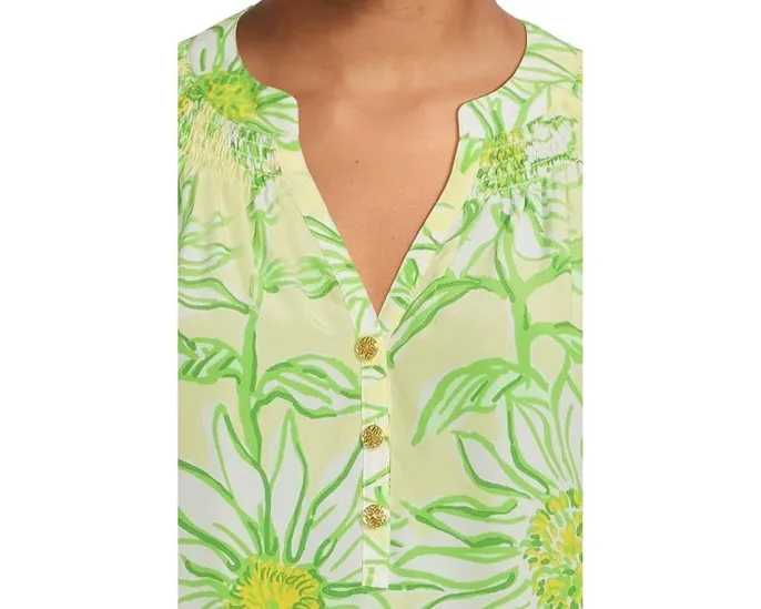 Блуза свободного кроя Elsa Top от Lilly Pulitzer из струящегося шелка с воротником на резинке