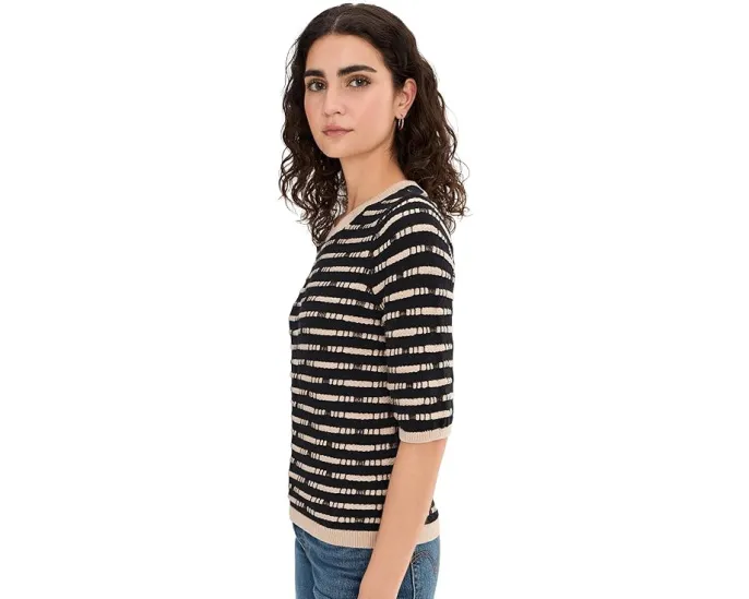 Свитер NIC+ZOE Atelier с контрастной отделкой и укороченным рукавом