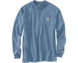 Огнестойкая футболка Carhartt Big & Tall Force Cotton с длинным рукавом и планкой на пуговицах