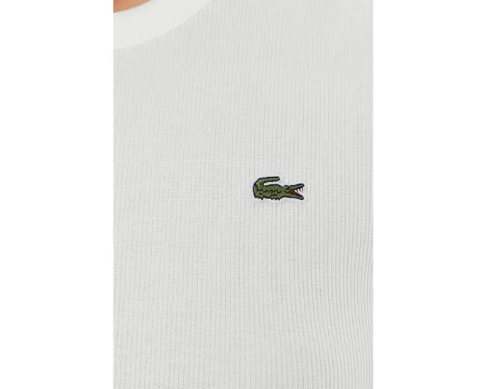 Футболка Lacoste Slim Fit из хлопка с ребристой фактурой и вышитым крокодилом
