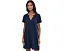 Short Sleeve Shirred Split-Neck Dress