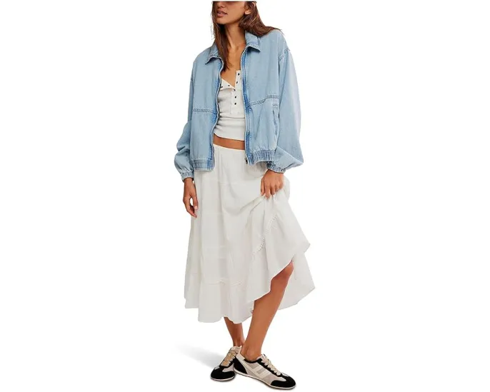 Free People Джинсовая куртка Birdie с расклешенными рукавами и карманами