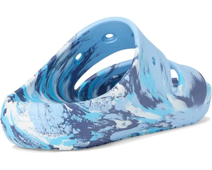 Классические сланцы Crocs с мраморным рисунком и двойными ремешками