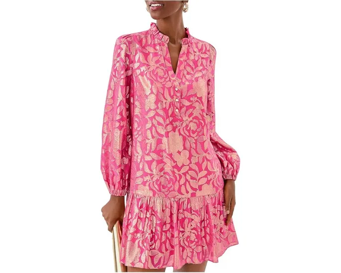 Шелковое платье Lilly Pulitzer Evaline с рюшами и пайетками