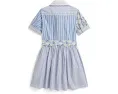 Платье-рубашка Polo Ralph Lauren Kids из хлопкового поплина с классическими полосками и цветочным принтом