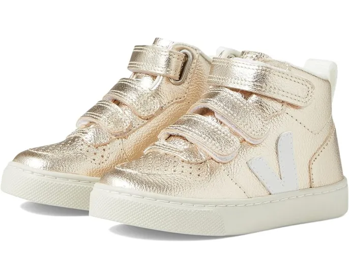 Кроссовки VEJA Small V-10 Mid для малышей с блестящим кожаным верхом