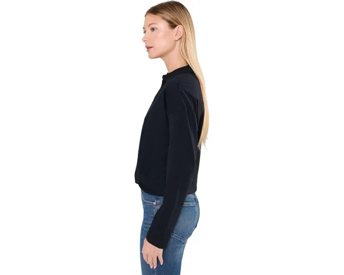 Топ Lilla P Faux Wrap Collared с имитацией запаха и длинными рукавами