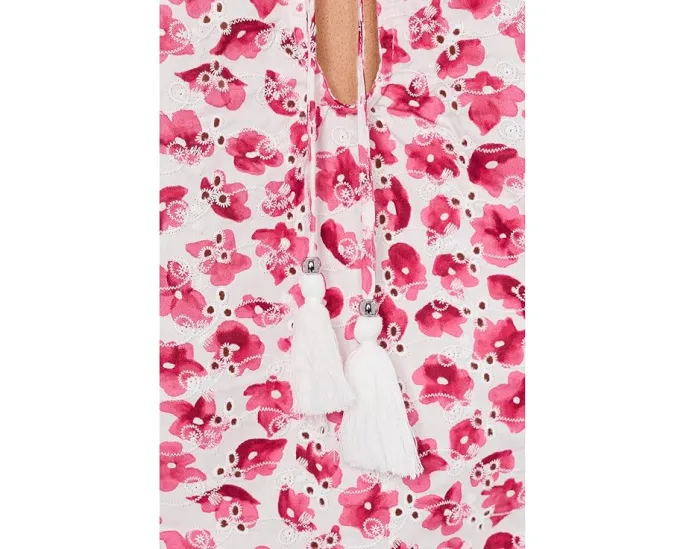 Топ CeCe с коротким рукавом реглан и замочной скважиной спереди из хлопка