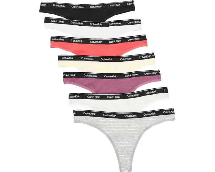 Трусы-стринги Calvin Klein Underwear Icon Logo 7 шт с фирменной резинкой