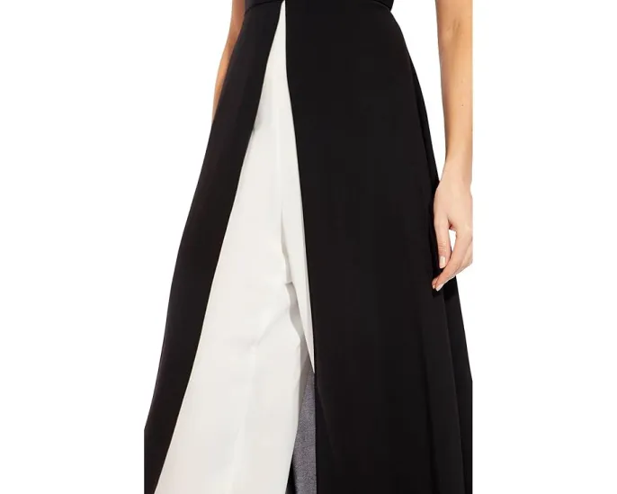 Комбинезон Adrianna Papell без рукавов из крепа с шифоновым верхом