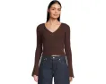 Топ Madewell Ribbed Merino с V-образным вырезом и расклешенными рукавами