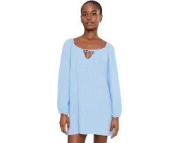 Короткое платье Eberjey Linen Blend из льна с рукавами-фонариками