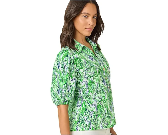 Вязаный топ Bingley с воротником и пышными рукавами Lilly Pulitzer