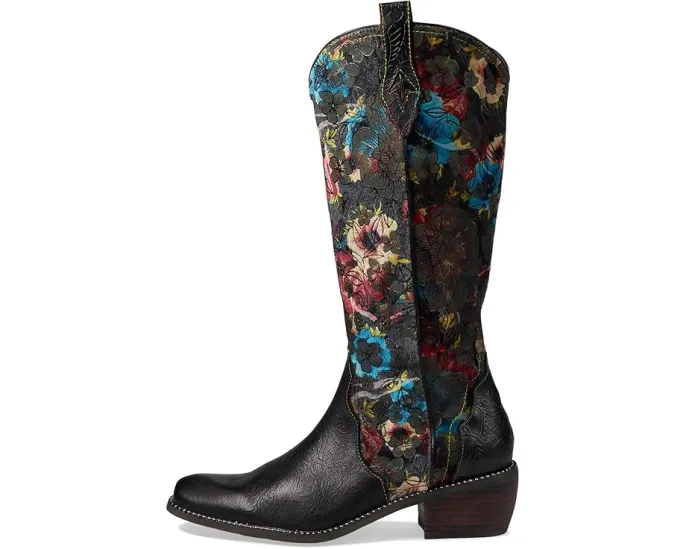 Ботинки Rodeo Queen-Viv до колена с цветочным бархатом и зауженным носком