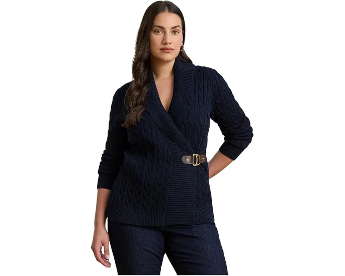 Свитер Lauren Ralph Lauren Plus Size из хлопка с пряжкой