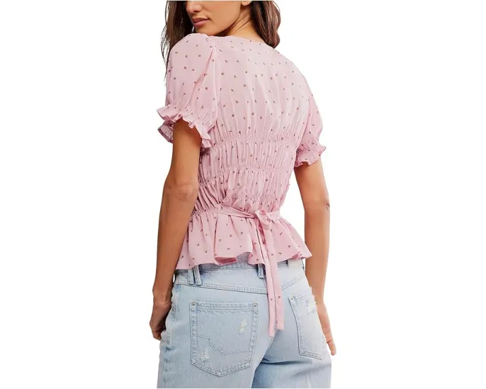 Блуза Free People Adore You с квадратным вырезом и рюшами на коротких рукавах