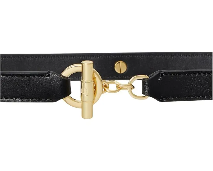 Узкий кожаный ремень Lauren Ralph Lauren с застежкой-переключателем