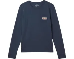 Футболка с длинным рукавом и карманом Ghost Pups Logo Box для подростков Vineyard Vines Kids