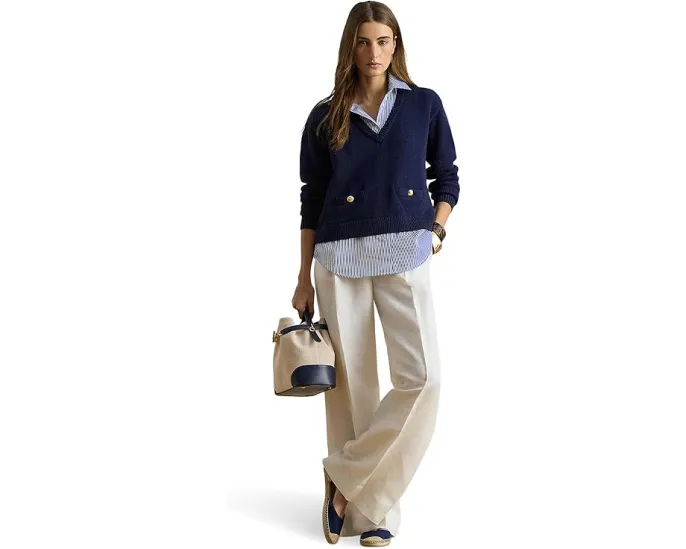 Свитер Lauren Ralph Lauren из хлопка с отделкой на пуговицах