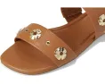 Плоские сандалии Spade Flower Stud из тисненой кожи с регулируемой задней лямкой
