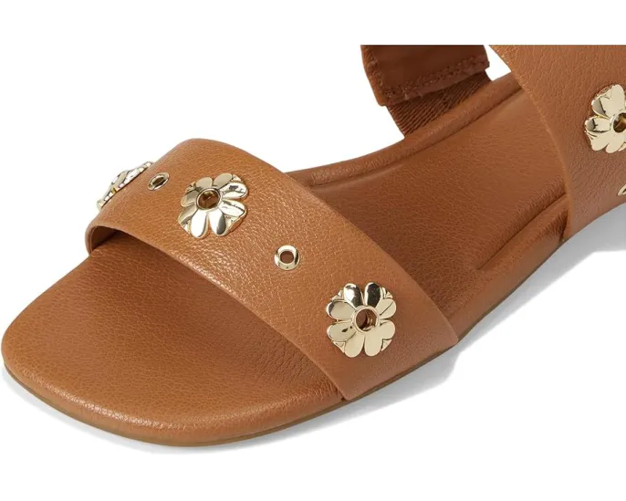 Плоские сандалии Spade Flower Stud из тисненой кожи с регулируемой задней лямкой