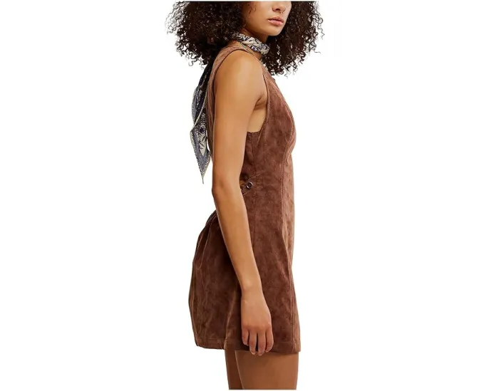 Мини-платье Free People Atlas из замши с вырезом на спине и молнией