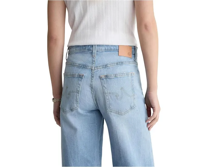 Джинсы Saige Mid-Rise Wide Leg Crop AG Jeans из Kings River с расклешенным низом