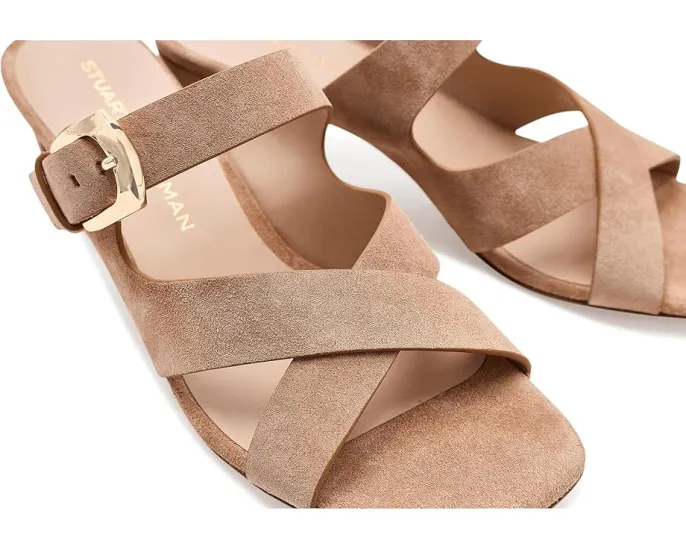 Сланцы Stuart Weitzman Sai Slides 50 на устойчивом каблуке с квадратным носком